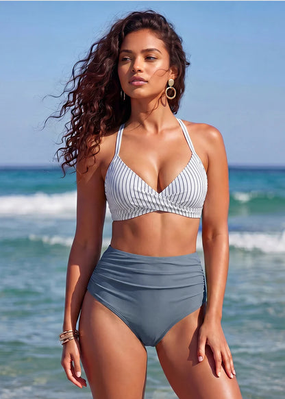 High-Waisted Sculpting Mesh Bikini Set