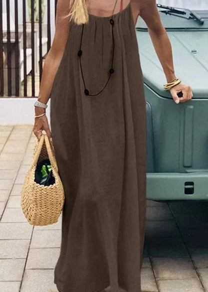 Women's Solid Color Spaghetti Strap Backless Lace-Up Elegant NightDress