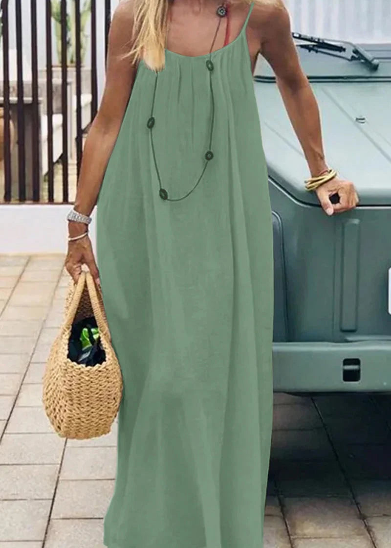 Women's Solid Color Spaghetti Strap Backless Lace-Up Elegant NightDress