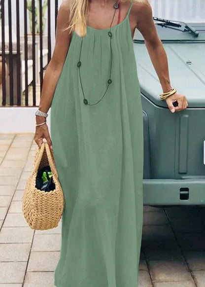 Women's Solid Color Spaghetti Strap Backless Lace-Up Elegant NightDress