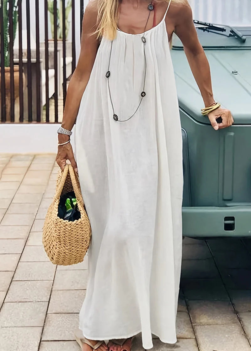 Women's Solid Color Spaghetti Strap Backless Lace-Up Elegant NightDress