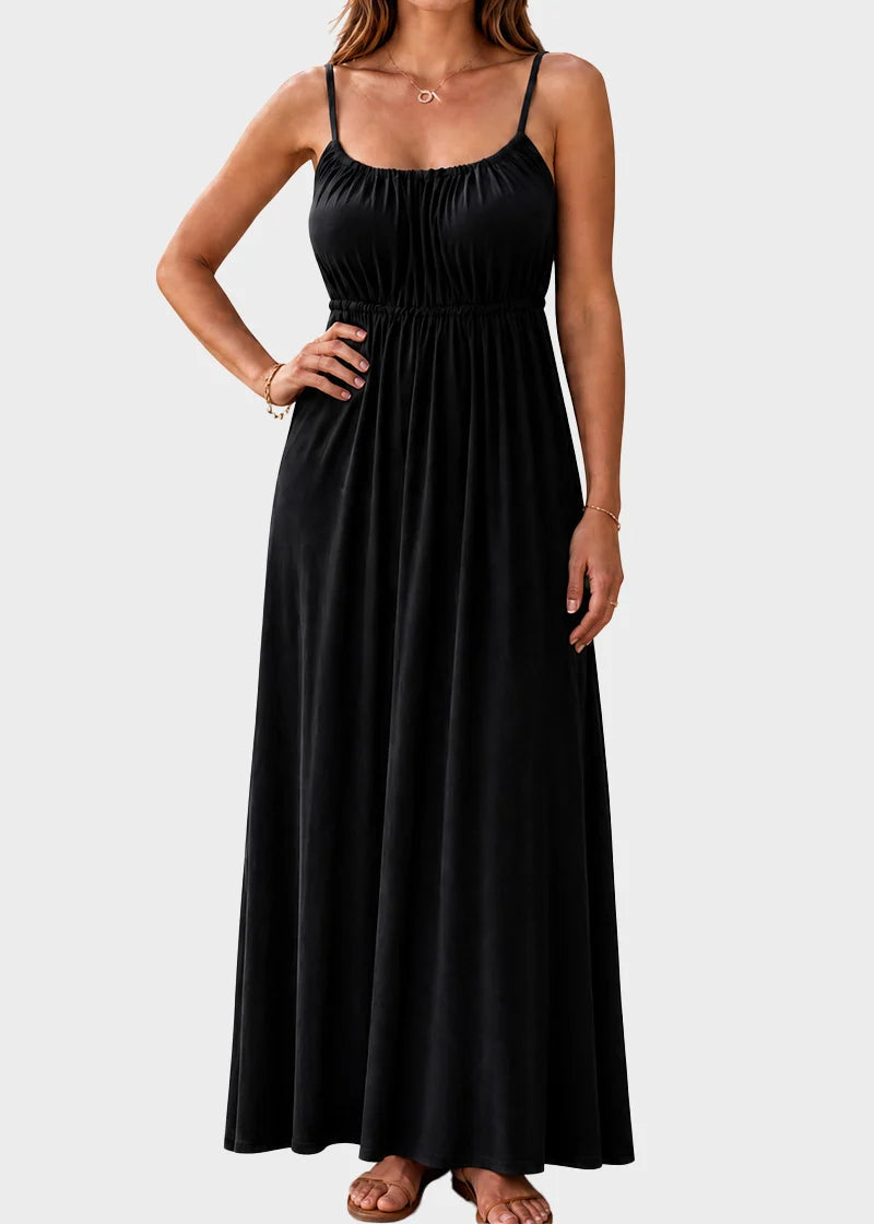 Drawstring Backless Cami Maxi Dress