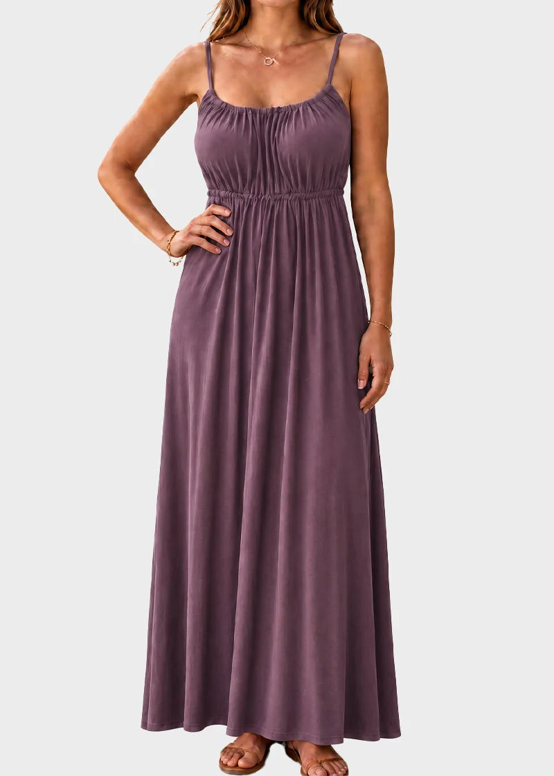 Drawstring Backless Cami Maxi Dress