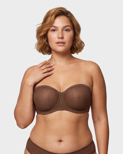 No-Slip Strapless Mesh Bra for Full Bust Support