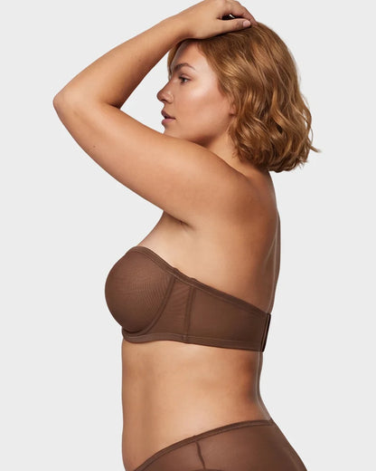 No-Slip Strapless Mesh Bra for Full Bust Support