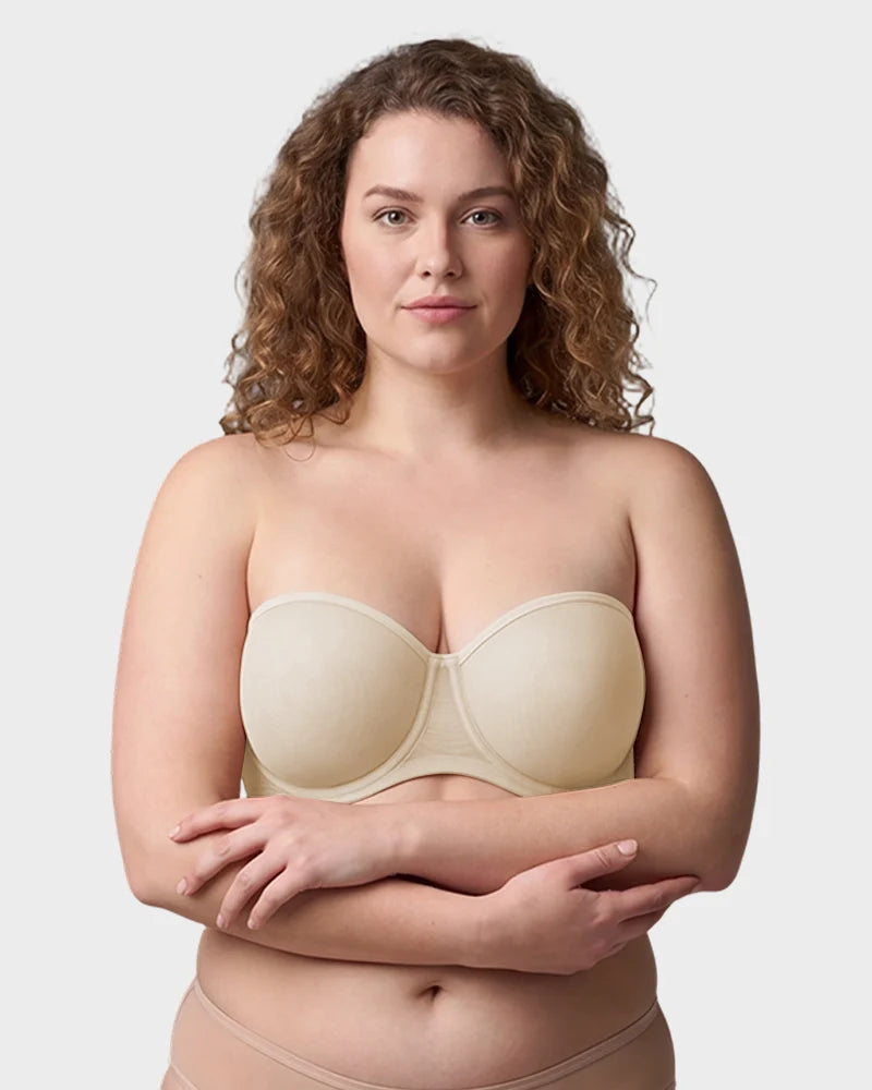 No-Slip Strapless Mesh Bra for Full Bust Support