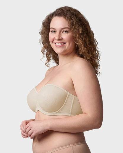 No-Slip Strapless Mesh Bra for Full Bust Support