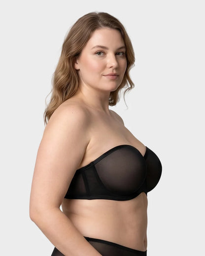 No-Slip Strapless Mesh Bra for Full Bust Support