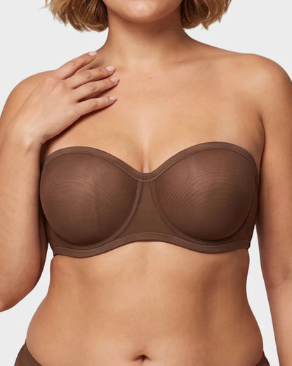 No-Slip Strapless Mesh Bra for Full Bust Support