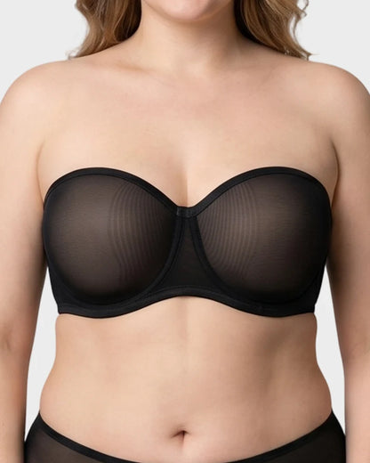 No-Slip Strapless Mesh Bra for Full Bust Support