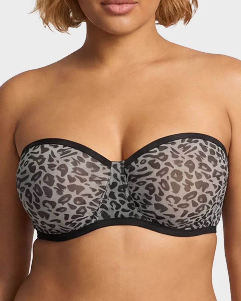 No-Slip Strapless Mesh Bra for Full Bust Support